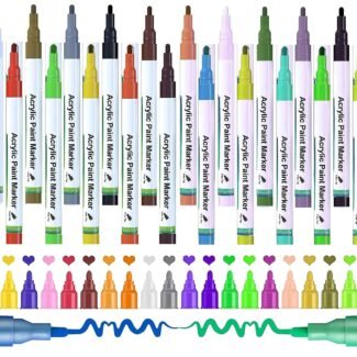 24 Colors Dual Tip Acrylic Paint Markers Paint Pen, Premium Acrylic Paint  Pens for Wood, Canvas, Stone, Rock Painting, Glass, Ceramic Surfaces, DIY